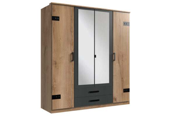 Cork draaideurkast 180 cm met spiegel