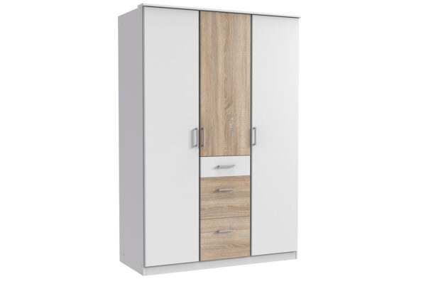 Click draaideurkast 135 cm wit ruw eiken