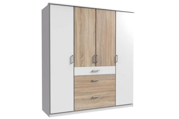 Click draaideurkast 180 cm wit ruw eiken