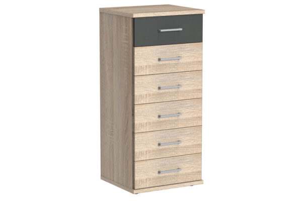 Click commode 6 lades ruw eiken antraciet