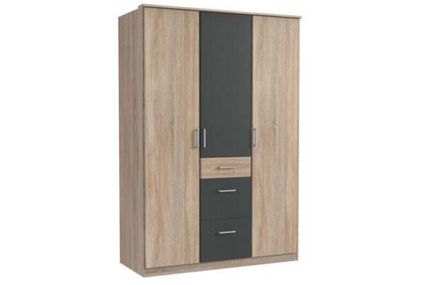 Click draaideurkast 135 cm ruw eiken antraciet