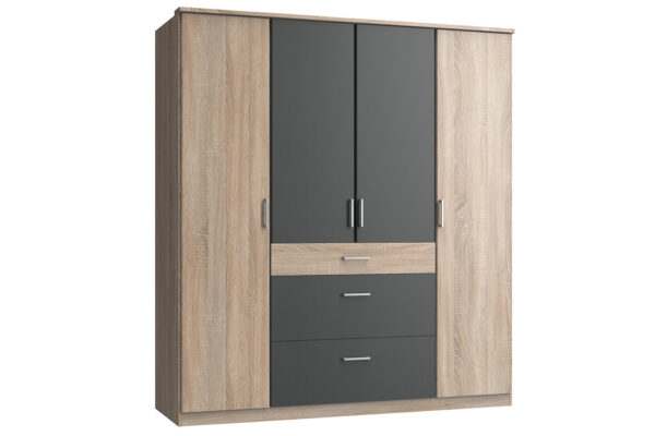 Click draaideurkast 180 cm ruw eiken antraciet