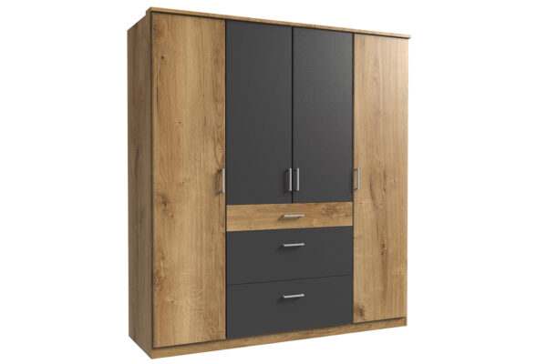 Click draaideurkast 180 cm eiken antraciet