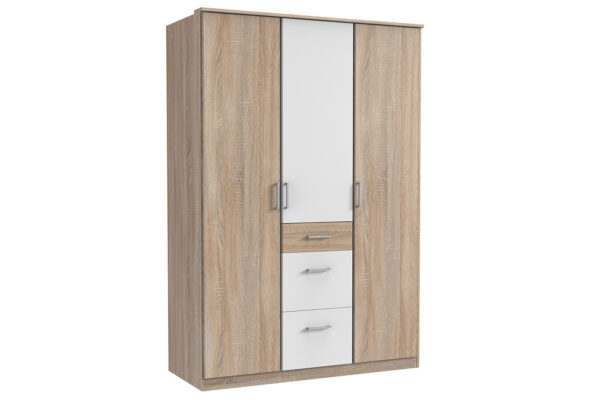 Click draaideurkast 135 cm ruw eiken wit