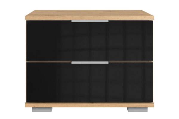 Easy plus nachtkastje artisan eiken zwart glas