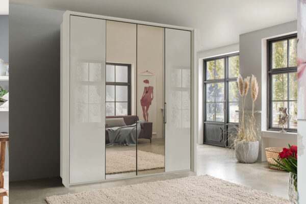 Monaco draaideurkast wit glas spiegel 200 cm