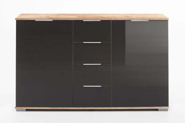 Easy plus combinatie ladekast planken eiken grijs glas