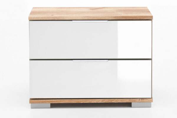 Easy plus nachtkastje planken eiken wit glas