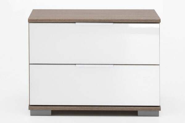Easy plus nachtkastje ruw eiken wit glas