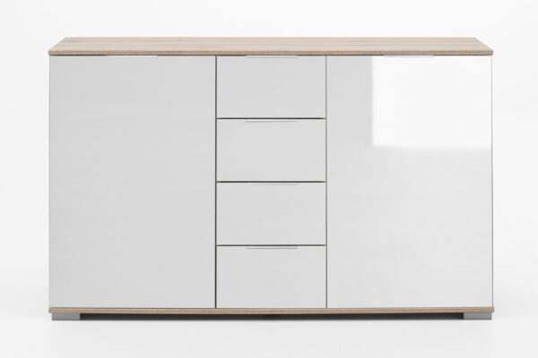 Easy plus combinatie ladekast ruw eiken wit glas