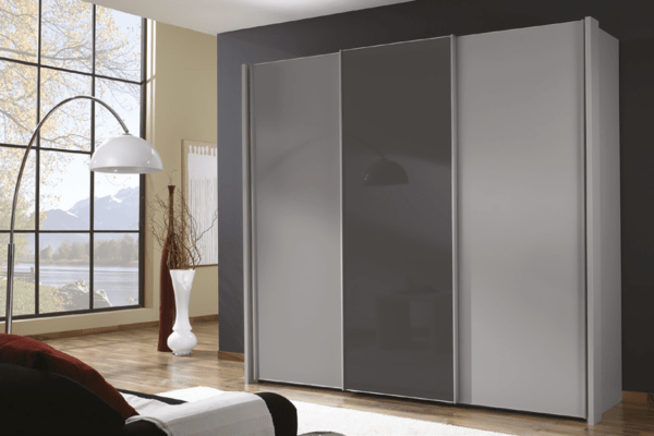 Miami zweefdeurkast 225cm havanna met zwart glas