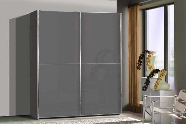 Miami zweefdeurkast 200 cm zwart glas