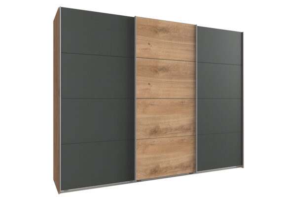 Easy plus zweefdeurkast 313 cm grafiet planken eiken