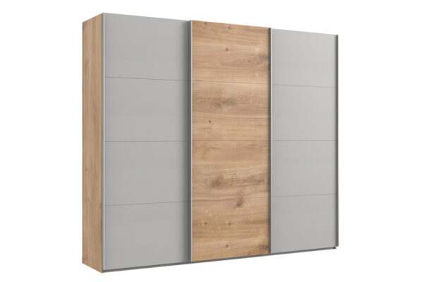 Easy plus zweefdeurkast 270 cm grijs planken eiken
