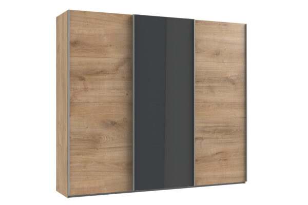 Easy plus zweefdeurkast 270 cm planken eiken glas