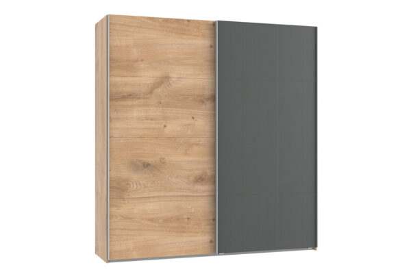 Easy plus zweefdeurkast 225 cm planken eiken grafiet