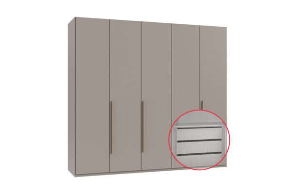 London draaideurkast 225 cm met inzetstuk Sahara grijs + artisan eiken