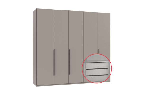 London draaideurkast 225 cm met inzetstuk Sahara grijs