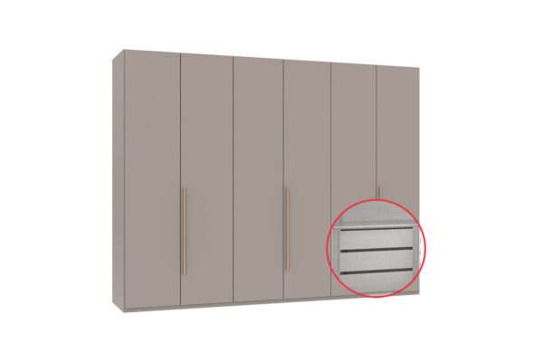 London draaideurkast 270 cm met inzetstuk Sahara grijs + artisan eiken