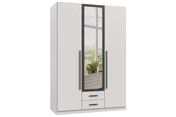 Marburg draaideurkast 135 cm met spiegeldeur wit + grafiet