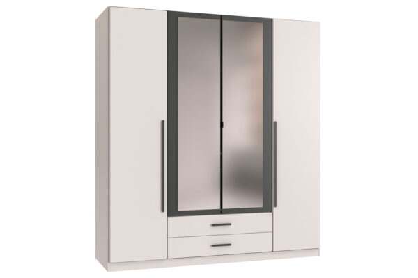 Marburg draaideurkast 180 cm met spiegeldeur wit + grafiet