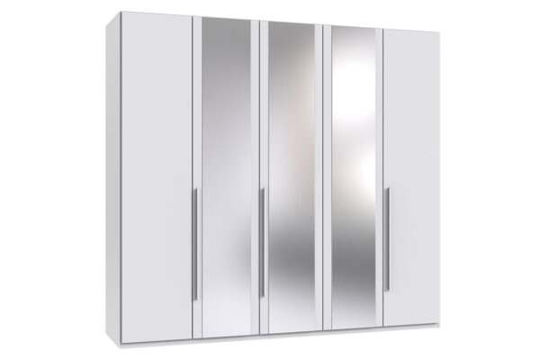 London draaideurkast 225 cm met spiegeldeuren wit