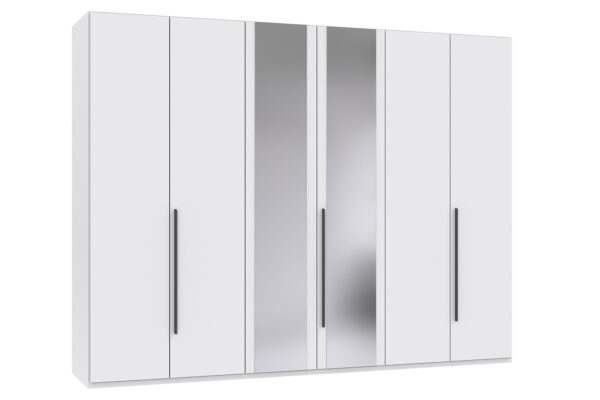 London draaideurkast 270 cm met spiegeldeuren wit + grafiet