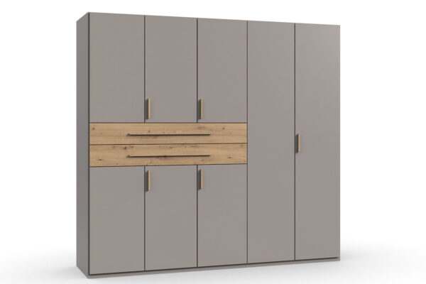 Digit draaideurkast 225 cm links sahara grijs + atrisan eiken