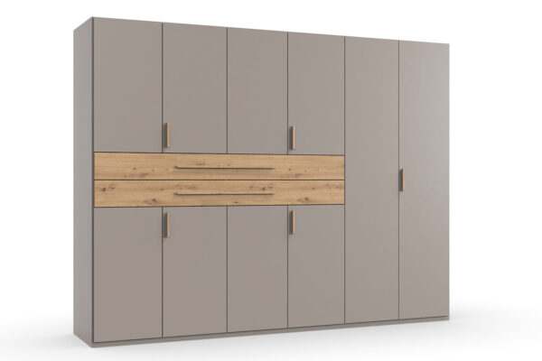 Digit draaideurkast 270 cm links sahara grijs + atrisan eiken