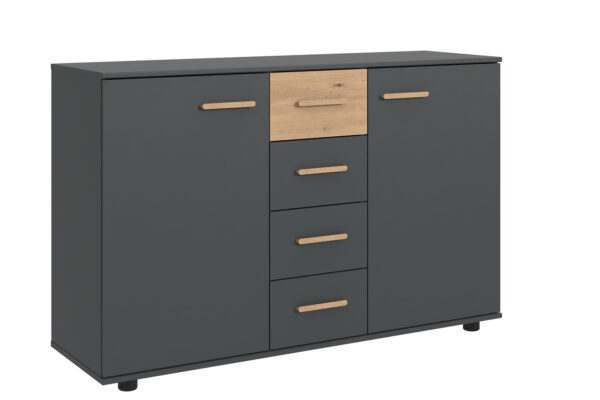 Digit commode middel grafiet + artisan eiken